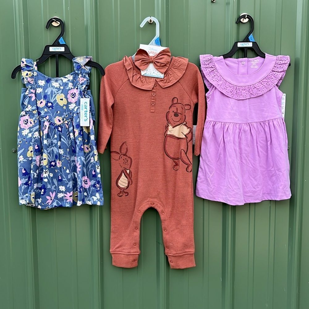 Disney Winnie The Pooh Baby Girl Romper & Summer Dresses 6-Piece Set Size 24M